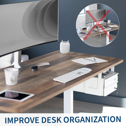 VIVO 13 Inch Under Desk Lockable Slide Out Drawer, Secure Home Office Storage Organizer, Steel, Black, DESK-AC03L-B