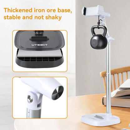 UTEBIT Adjustable Phone Stand for Desk, 11.8''-17.7''Height Adjustable Phone Holder for Desk Recording, Retractable Cell Phone Tablet Stand Holder for 5.5''-9.5''Screen iPhone 17 16 15 Pro Max Android