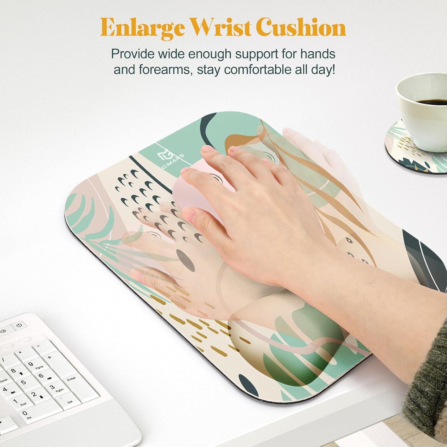Gimars Elongate Smooth Lycra Fabric Ergonomic Mouse Pad Wrist Support, Gel Memory Foam Cushion Set Keyboard Wrist Rest Support, Pain Relieve for Computer, Laptop, Office, School, Home, Gaming, Black