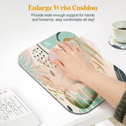 Gimars Elongate Smooth Lycra Fabric Ergonomic Mouse Pad Wrist Support, Gel Memory Foam Cushion Set Keyboard Wrist Rest Support, Pain Relieve for Computer, Laptop, Office, School, Home, Gaming, Black