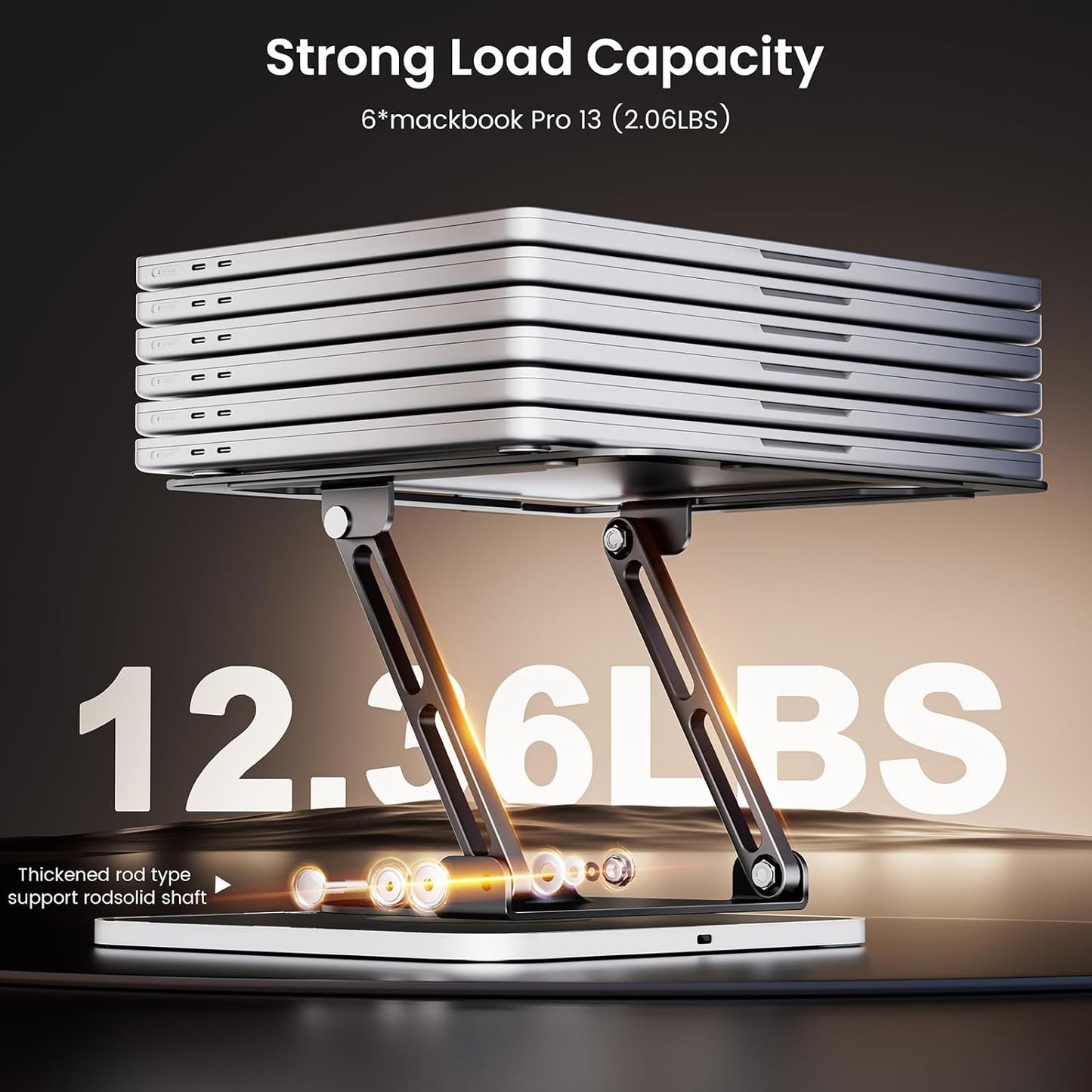 JOYEKY Laptop Stand for Desk, Adjustable Computer Stand with 360° Rotating Base, Ergonomic Laptop Riser for Collaborative Work, Foldable & Portable Laptop Stand, fits for All 10-16" Laptops (Grey)