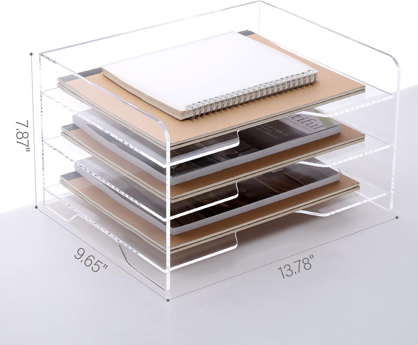 SANRUI 4 Tier Clear Desk Paper Letter Organizer Trays, A4 Stackable File Document Tray, Acrylic Desk Organizers and Accessories Sorter, Workspace Office Supplies Organizers,12.4inx8.86inx6.64in