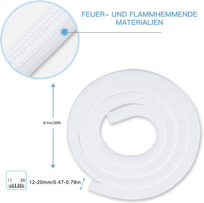 AGPTEK White Cable Sleeve, 2 Pack 5ft - 1.2 Inch Cable Management, Desk Cord Cover Organizer Wire Hider for Computer TV Wire Loom Tubing, Pet Proof Cord Protector from Cat Dog Chewing, White