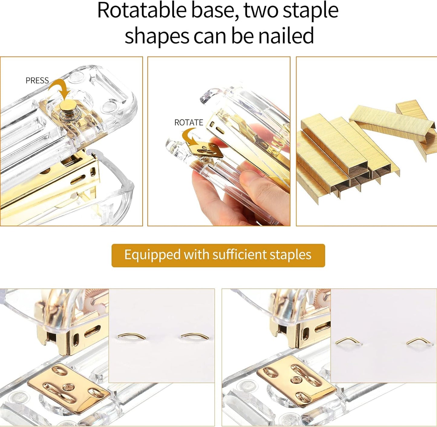 Office Supplies Set Desk Accessory Kit, Acrylic Stapler Set Staple Remover, Tape Dispenser, Binder Clips, Paper Clips, Ballpoint Pen and Scissor with 1000 Pieces 26/6 Staples (Silver)