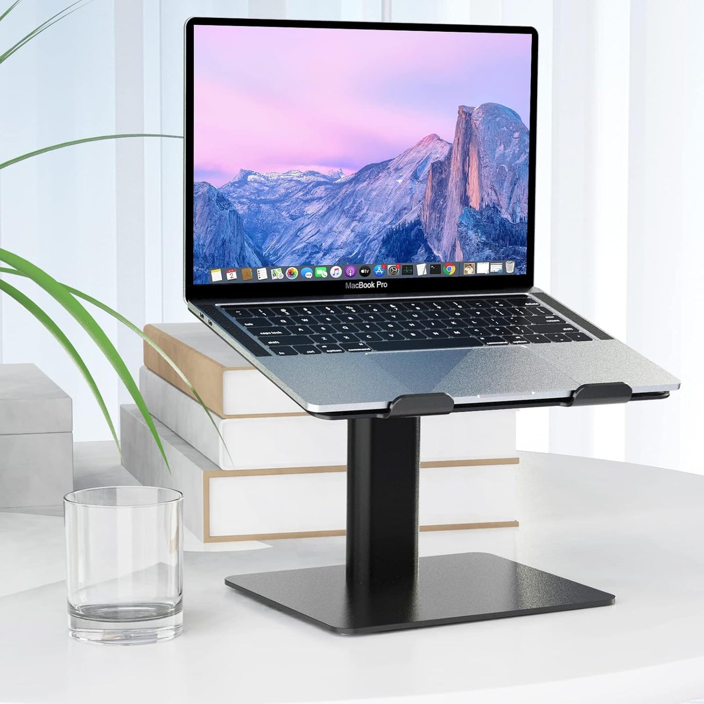 BESIGN LSX6 Computer Holder Stand, Ergonomic Adjustable Notebook Riser for Standing Work, Compatible with Air, Pro, Dell, HP, Lenovo More 10-14" Laptops, Black