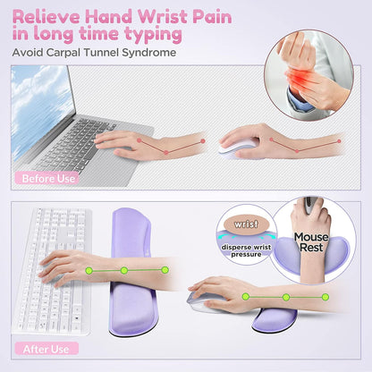 Gimars Upgrade Enlarge Silky and Superfine Fabric Gel Memory Foam Keyboard Wrist Rest Set, Ergonomic Keyboard Mouse Wrist Support for Typing Pain Relief, Comfort for Office, Gaming, Computer