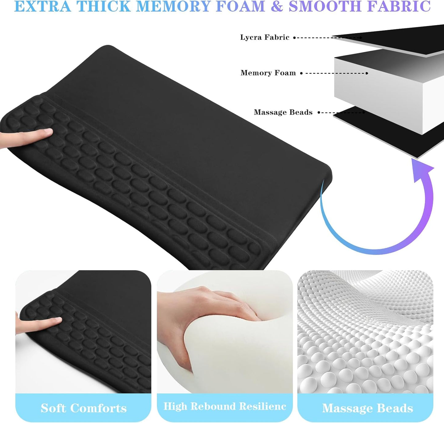 Computer Keyboard Stand Pad with Wrist Rest, Ergonomic Comfy Tilted Keyboard Stand Riser Holder Pad for Office Home (Black)
