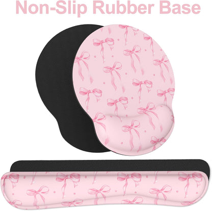 Ergonomic Mouse Pad with Wrist Rest and Keyboard Wrist Rest, Memory Foam Wrist Rest for Computer Keyboard, Easy Typing, Pain Relief, Mouse Pad Wrist Support for Gaming,Office, Laptop, Black Flower