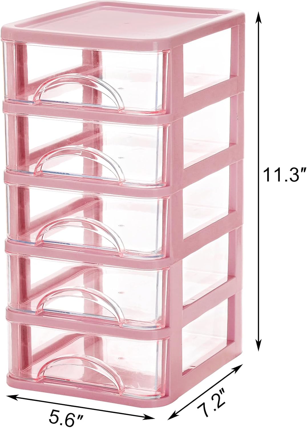 Hedume Desktop Drawer, Clear 5-Drawer Desktop Storage Unit, Small Organizer Box Storage Container Case, Frame with Clear Drawers, Drawer Unit