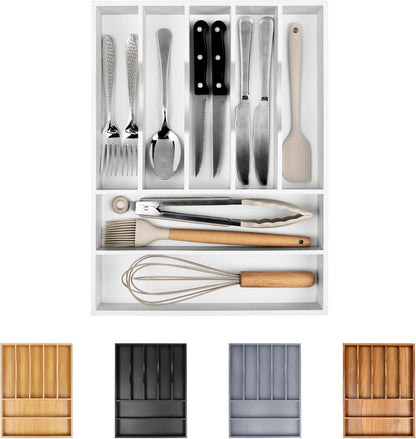 Kitchen Silverware Drawer Organizer and Storage Flatware Cutlery Utensil Holder Spice Rack Containers Bathroom Counter Cabinet Office Desk Makeup Drawer Tray Kitchen and Dining Tools Decor Accessories