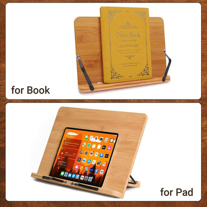 Adjustable Book Stand, Stable and Lightweight Wooden Textbook Holder Stand, Bible/Recipe/Pad/Reading/Cooking Book Tray
