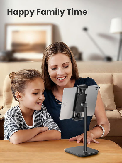 tounee Height Adjustable Tablet Stand, 3.5lb (1.6kg) Max Support, Up to 18" Tall, Slim Portable Monitors Stand Compatible with iPad Pro 12.9, Surface Pro, All 4.7"-15.6" Devices - Black