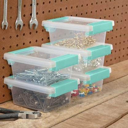 Sterilite 6-Pack Clip Box, Stackable Clear Plastic Bins with Latching Lids, Small - Writing, Arts or Crafts Supplies Storage Containers for Home, Office, Classroom and Workshop Organization