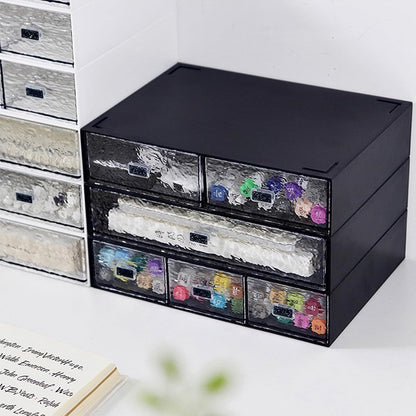 Desk Drawer Organizer, Stackable Plastic Storage Drawer, Grocery Organizer For Stationery/Office Supplies (Blue, 3 Compartment)