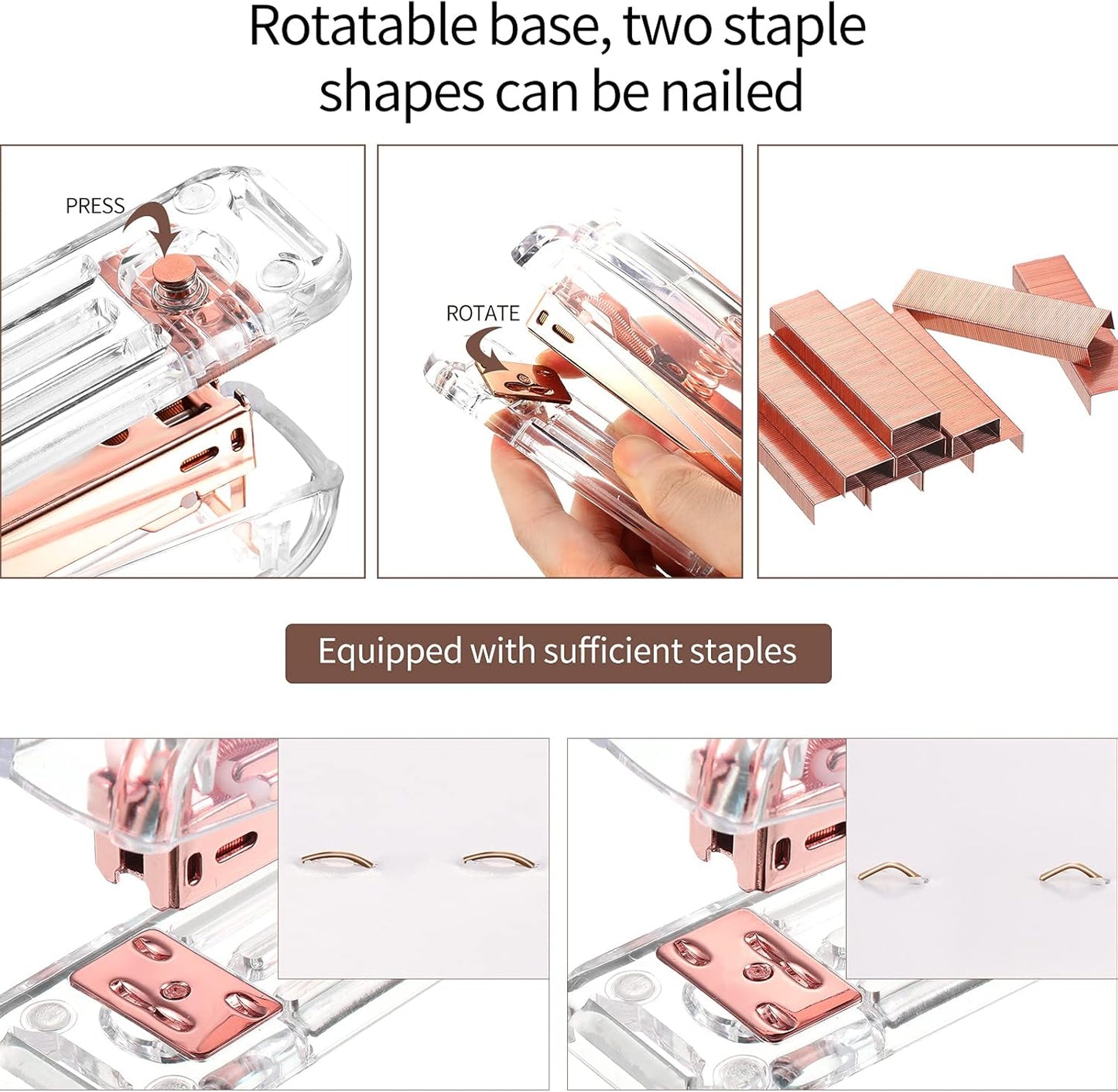 Office Supplies Set Desk Accessory Kit, Acrylic Stapler Set Staple Remover, Tape Dispenser, Binder Clips, Paper Clips, Ballpoint Pen and Scissor with 1000 Pieces 26/6 Staples (Silver)