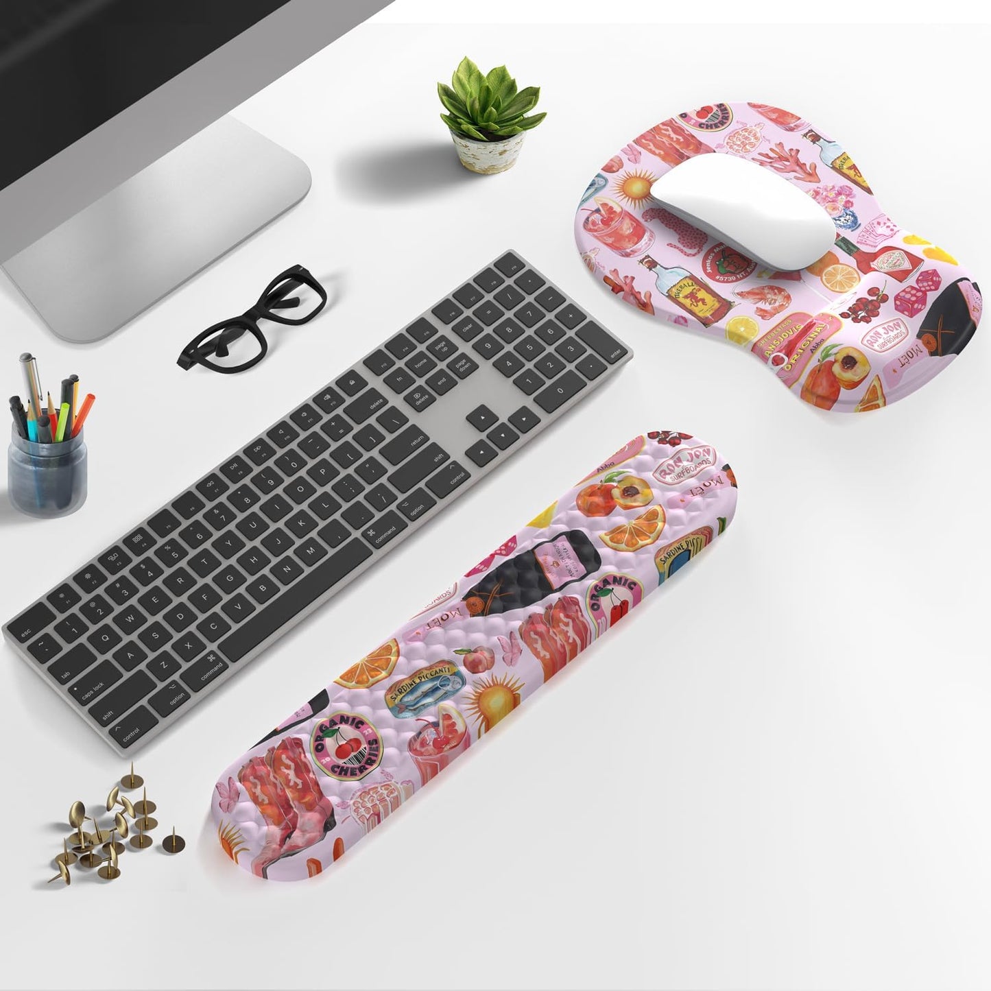 Ghost Book Mousepad with Wrist Rest Halloween Computer Keyboard Mouse Pad Black Cute, Mouse Pad with Wrist Rest for Computer Keyboard, 2 In1 Mousepad with Wrist Support Easy Typing&Relieve Wrist Pai
