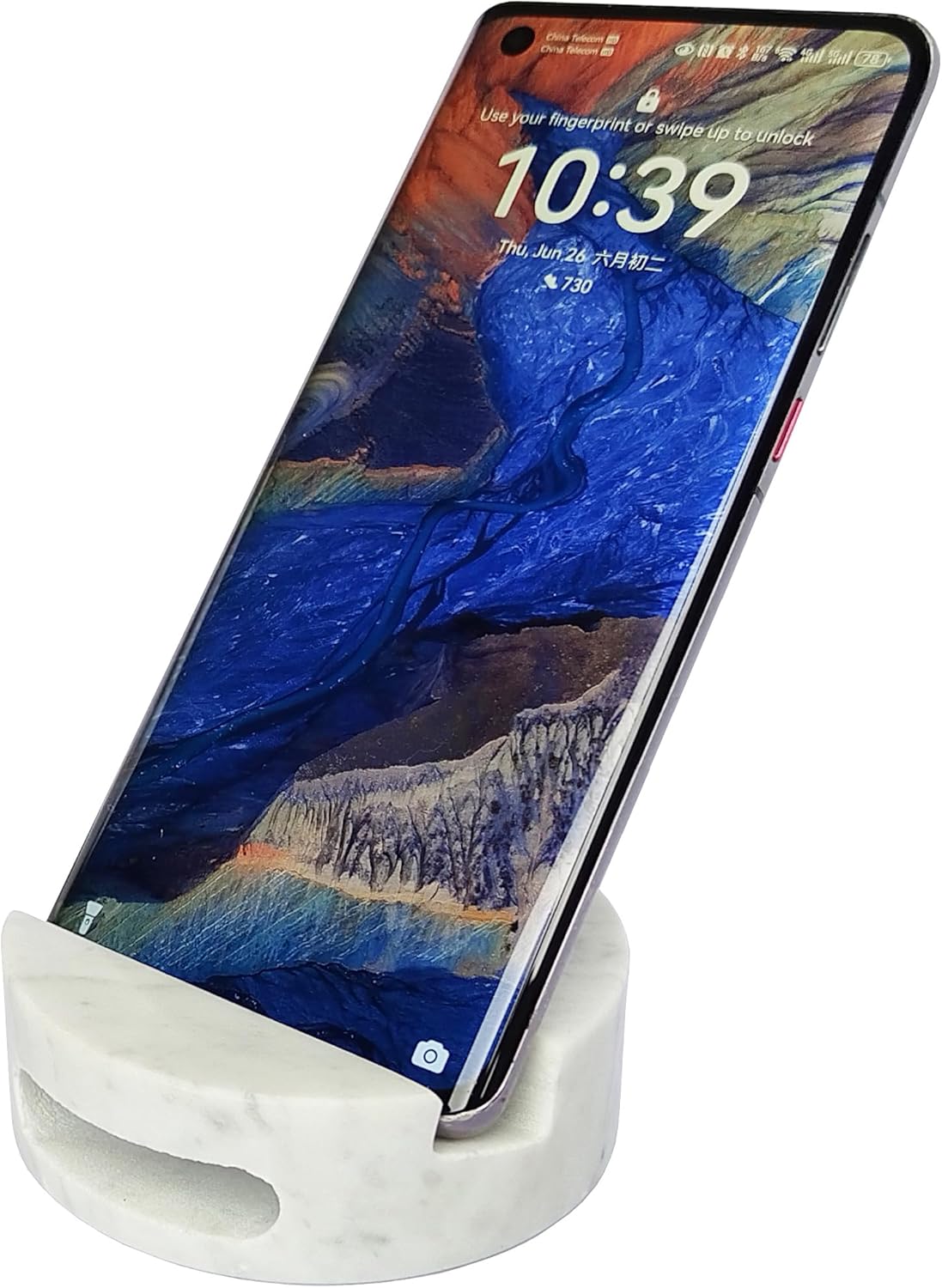 fashciaga Luxurious Marble Cell Phone Stand Holder for Cellphone Tablet On Desk, Countertop, Table, Nightstand. Heavy Real Stone Mobile Phone Stands (Solid)