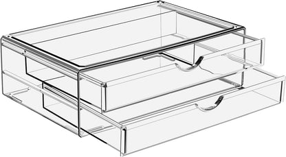 Sorbus Large Stackable Acrylic Drawers - 1 Clear Storage Drawers for Organizing Make up, Nail Polish, Hair Accessories, and Beauty Supplies - Makeup Organizer for Vanity, Bathroom Organizer Countertop