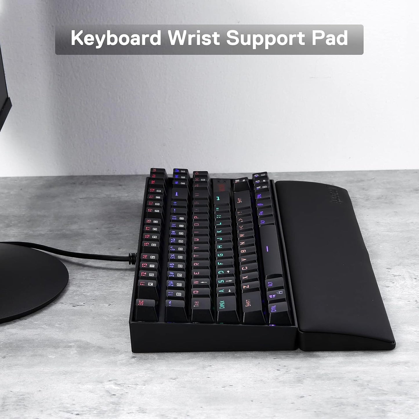 Redragon P035 Meteor S Computer Keyboard Wrist Rest Pad, Ergonomic Soft Memory Foam Wrist Support w/Anti-Slip Rubber Base, 60% 61 Keys Compact Size 11.38 x 2.87 in, 0.78 inch (20mm) Height, Black
