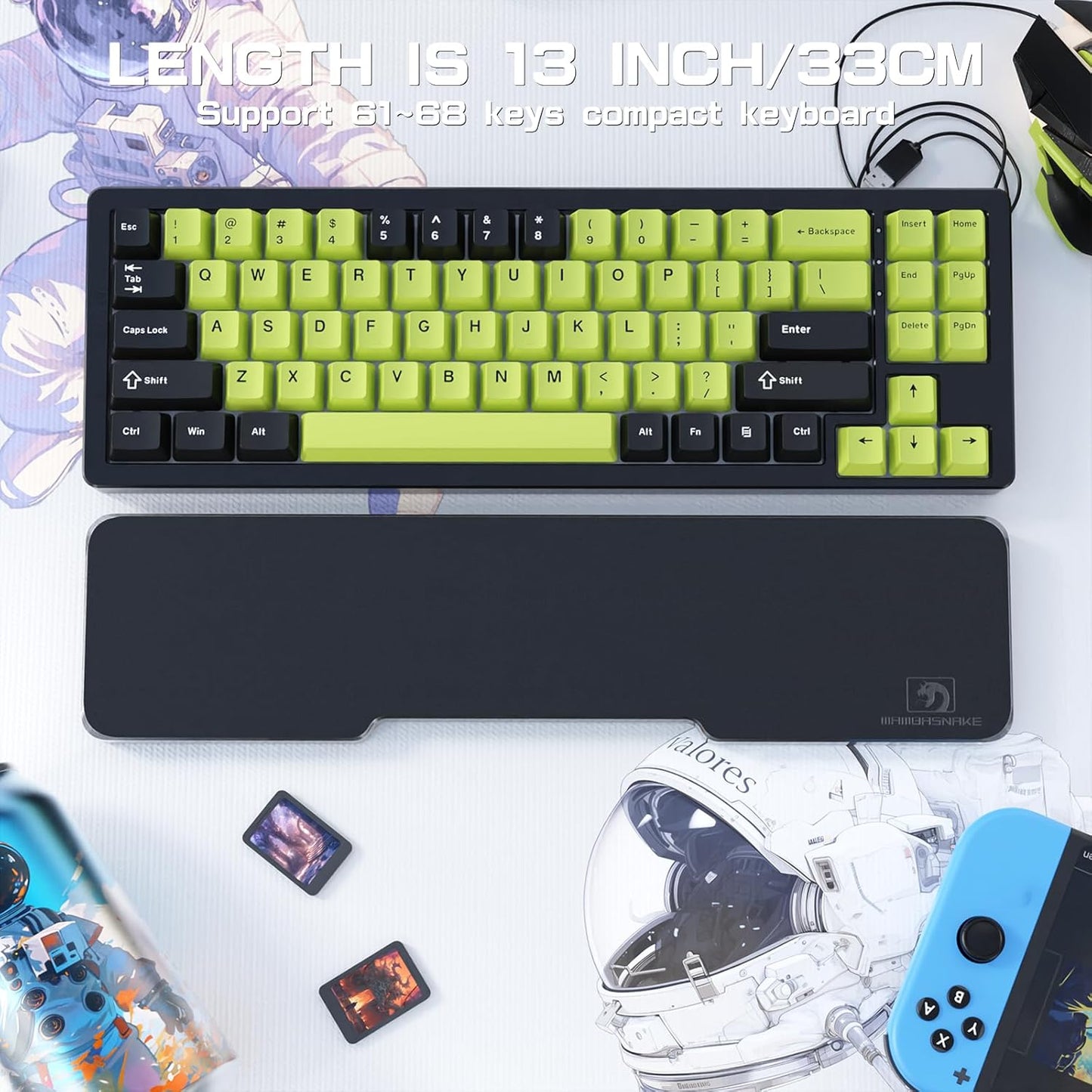 SELORSS Acrylic Keyboard Wrist Rest 98-Key Mechanical Keyboards Ergonomic Palm Rest for Computer Keyboard,Anti-Slip Base,Wrist Pad for Laptop,Office & Home-Easy Typing