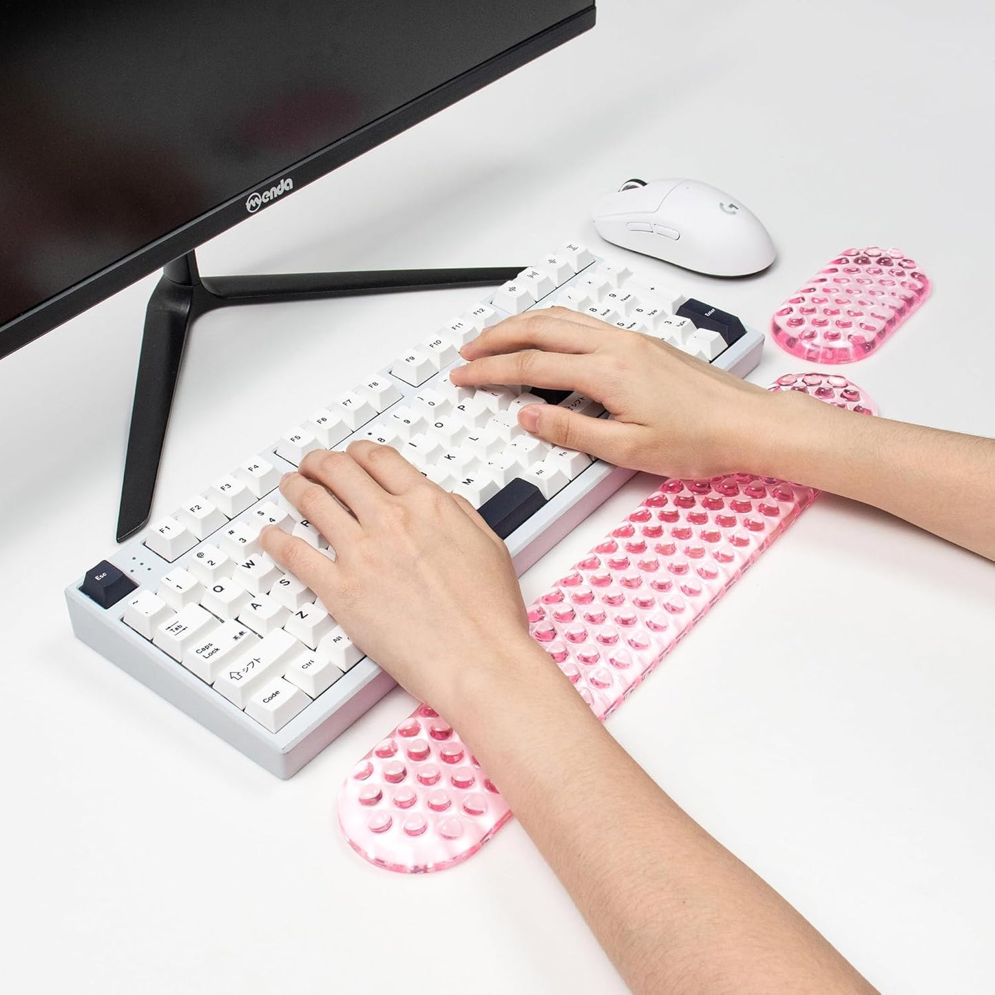 Ergonomic Gel Keyboard and Mouse Wrist Rest Set – Pink Wrist Rest for Computer Keyboard 75% 80%, Comfort & Support for Typing and Gaming