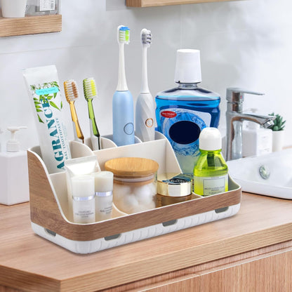 GFWARE Bathroom Organizers and Storage - Detachable 7 Slots Kids Electric Toothbrush and Toothpaste Holde Drainage for Bathroom Accessories Organization Counter Vanity Storage