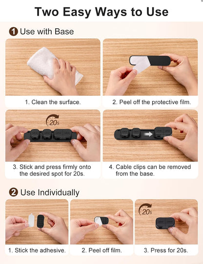 6 Pack Magnetic Cable Clips [1s Open/Lock], Laitver Cord Organizer Holder Strong Adhesive Desk Cable Management- Organize Charging Cords Neatly for Home, Office, Car,Desk, Nightstand