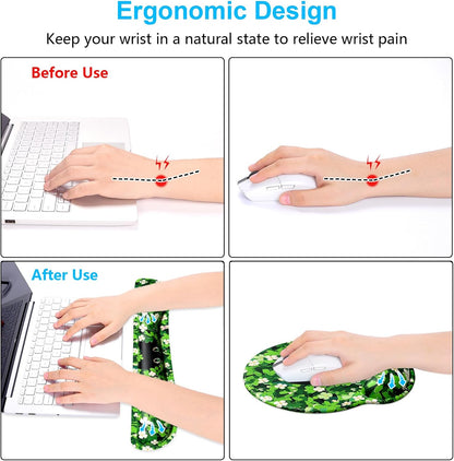 Dapesuom Keyboard Wrist Rest and Mouse Pad with Wrist Support, Cute Memory Foam Cushion for Keyboard and Mouse Set, Ergonomic Desktop Pad Rests with Non Slip Base for Easy Typing & Pain Relief, Pink