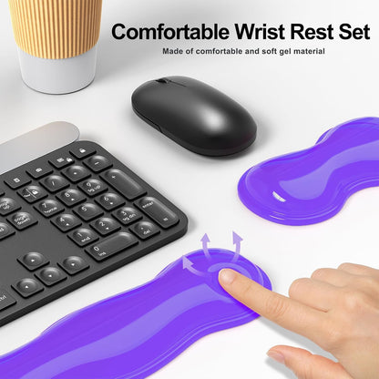 MOKURU Gel Keyboard and Mouse Wrist Rest Set, Comfort Ergonomic Wrist Support, for Wrist Pain Relief, Computer Keyboard Wrist Rest (Black)