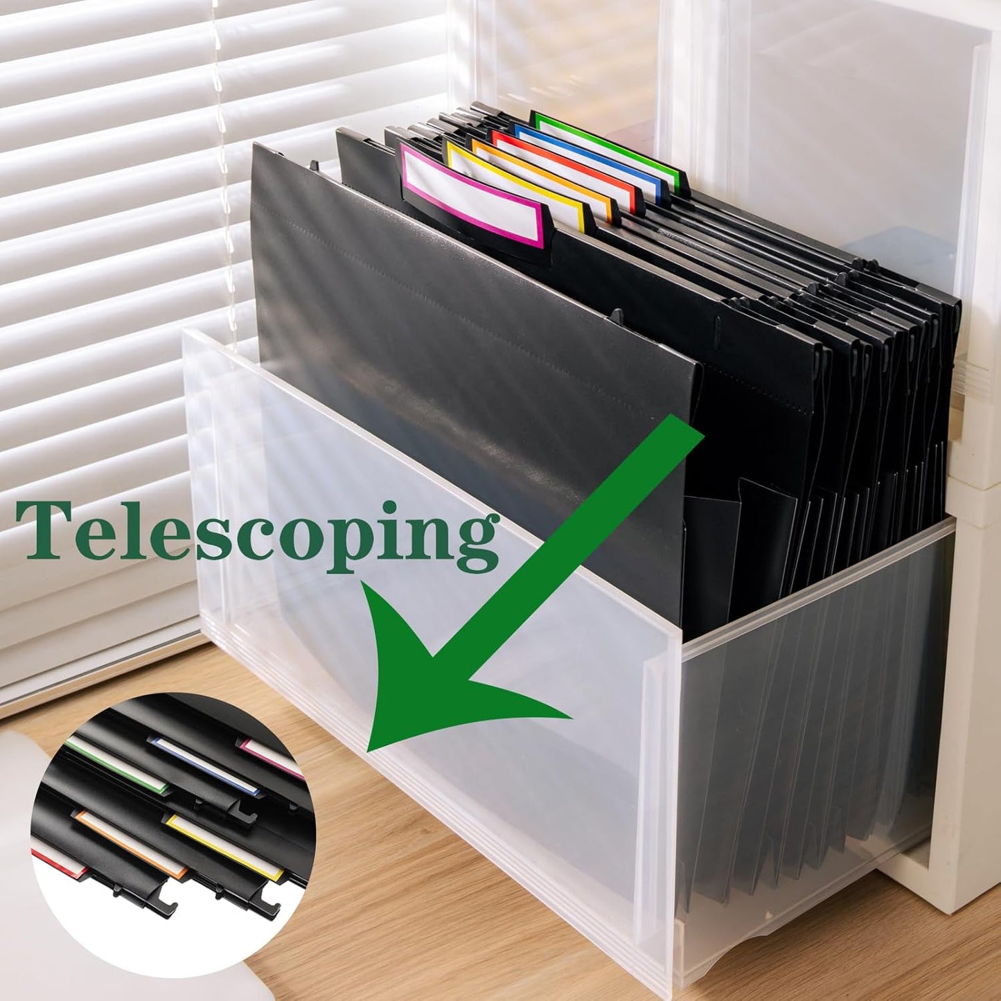 Hanging Rose Gold File Organizer, equipped with a 6-piece set of rose gold desktop accessories