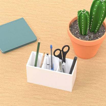 NIUBEE Acrylic Pen Holder 4 Compartments, Clear Pencil Organizer Cup for Countertop Desk Accessory Storage