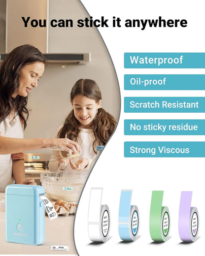ORGBRO Label Maker Machine with Tape, X1 Portable Bluetooth Mini Label Printer, Support Pre-Cut & Continuous Label, Wireless Small Label Makers with Versatile App for School Home Office Organization