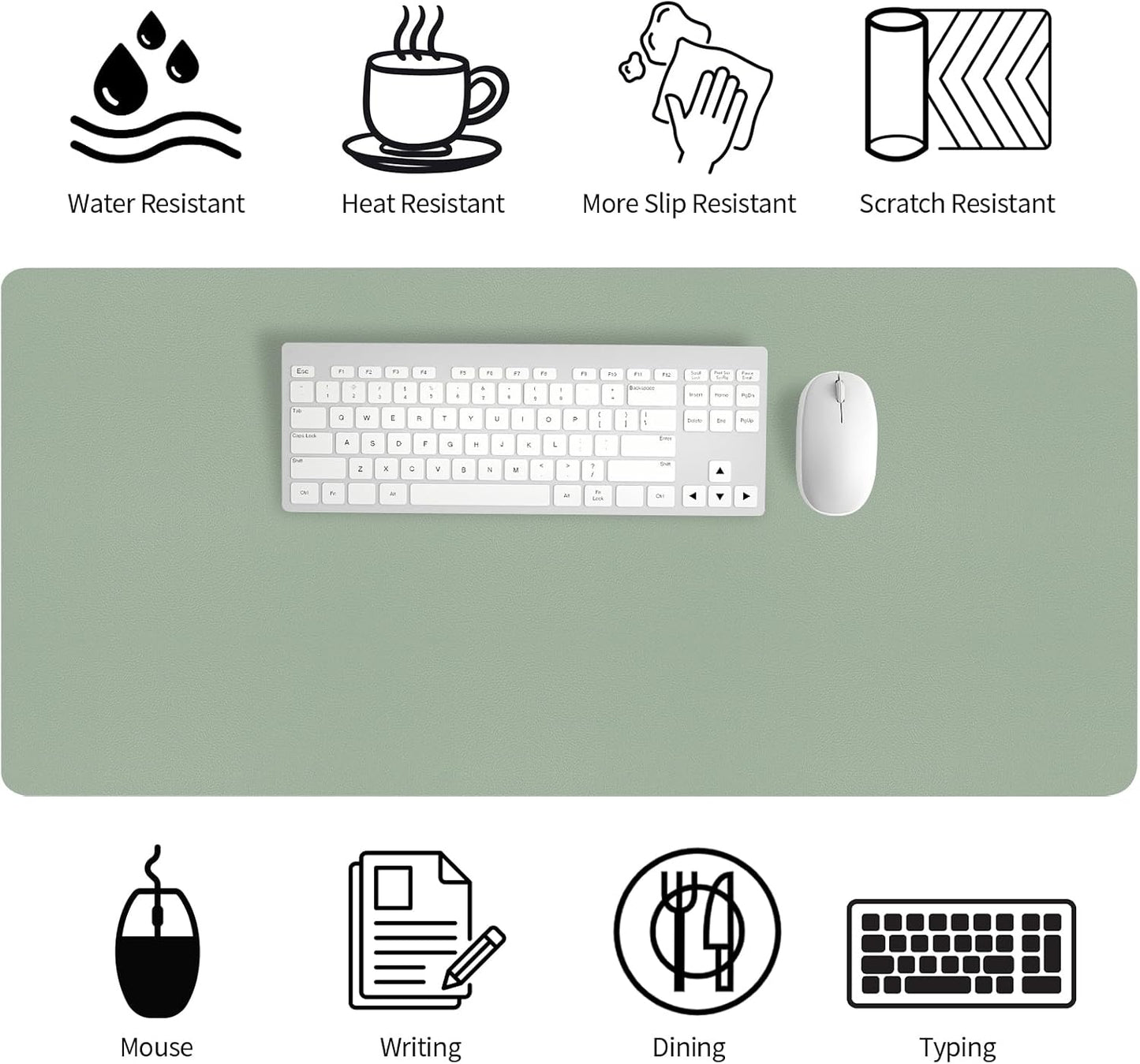 Bloss Leather Desk Pad and Keyboard Wrist Rest, Large Mouse Pad + Keyboard Pad+Mouse Wrist Support, Non-Slip Desk Mat Protector for Office, Home(31.5×15.7 Inches,Beige)