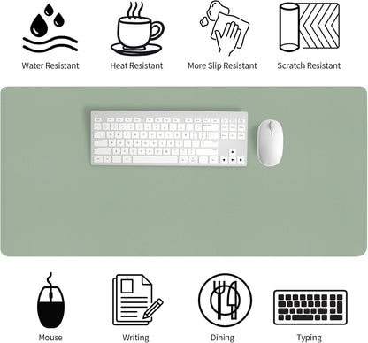 Bloss Leather Desk Pad and Keyboard Wrist Rest, Large Mouse Pad + Keyboard Pad+Mouse Wrist Support, Non-Slip Desk Mat Protector for Office, Home(31.5×15.7 Inches,Beige)