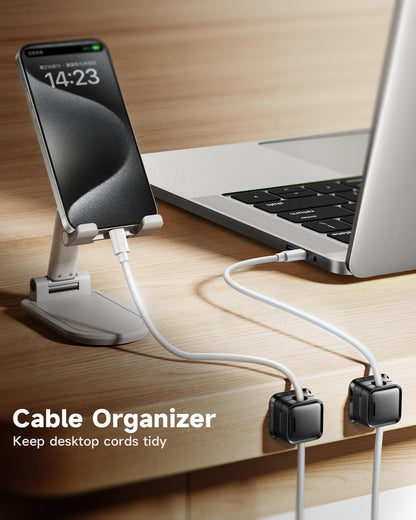 Cord Organizer Holder, 8 Pack Magnetic Desk Cable Clips Management, Hide Phone Charging Cable Keeper, Strong Adhesive Wire Charger Holder for Nightstand, Kitchen Appliances, Office Supplies