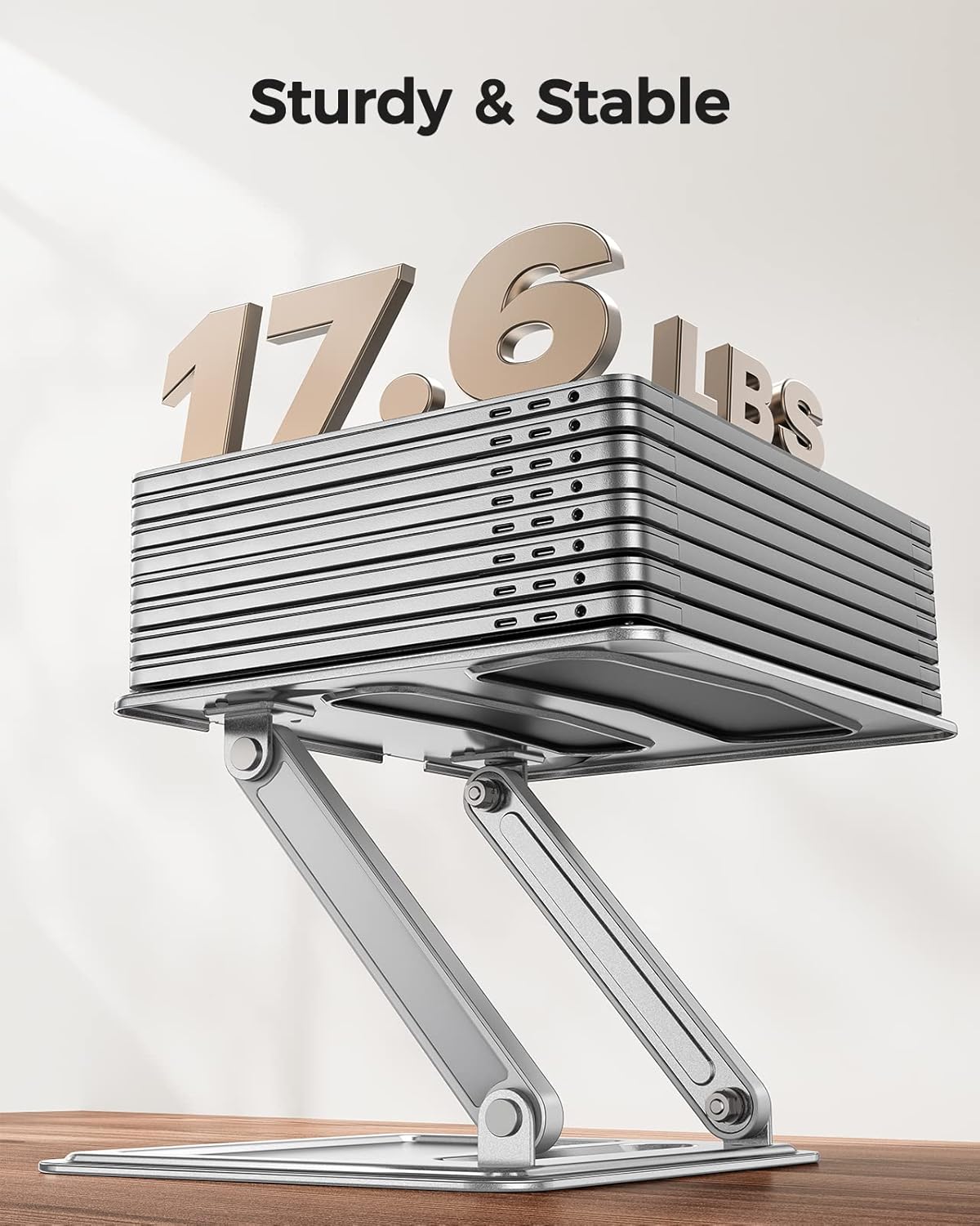 LORYERGO Adjustable Laptop Stand, Portable for 17.3inch Laptops, Holds Up to 17.6lbs, Ergonomic Posture & Heat Dissipation