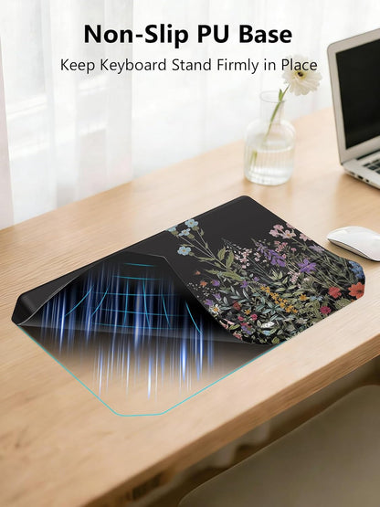2-in-1 Ergonomic Keyboard Stand with Wrist Rest, Comfy Keyboard Riser Holder with Massage Design, Black