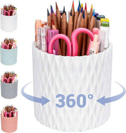 Pencil Holder - 360° Rotation, 5 Slot Desk Supplies For Women Office Aesthetic. Pen Holder For Office&School, Desk Accessories(Blue)