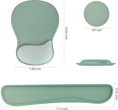 Wrist Rest Support for Mouse Pad Keyboard Set Circle Coaster Gaming Mouse Pad Ergonomic Gel Memory Foam Set for Computer, Laptop, Office, Pain Relief, Comfortably Typing Flowers KM-39