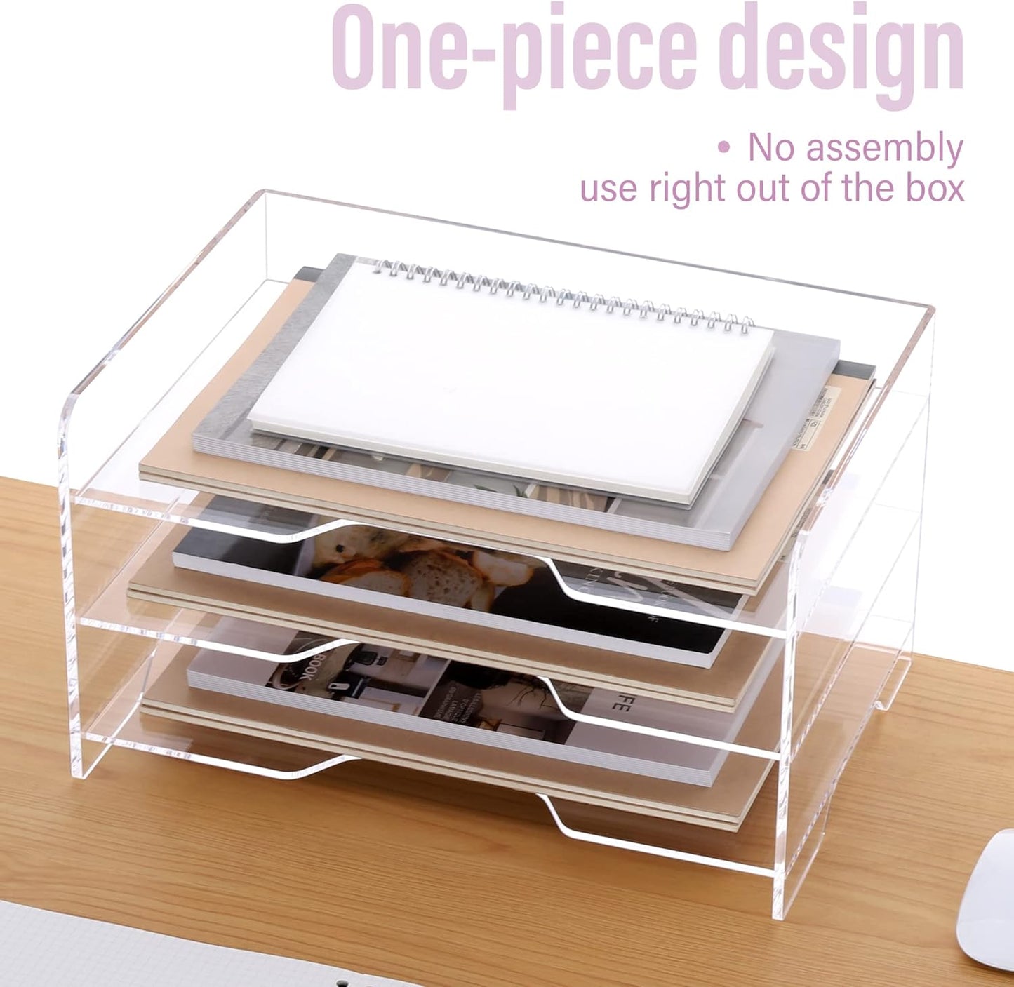 SANRUI 4 Tier Clear Desk Paper Letter Organizer Trays, A4 Stackable File Document Tray, Acrylic Desk Organizers and Accessories Sorter, Workspace Office Supplies Organizers,12.4inx8.86inx6.64in