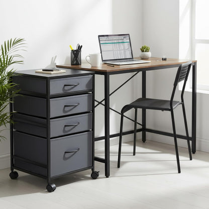 Chunful 4 Drawer Rolling File Cabinet Mobile Printer Stand Metal Cart with Fabric Vertical Filing Chest Wheels A4 Letter Size Under Desk Utility Craft Storage Organizer for Home Office School(Grey)