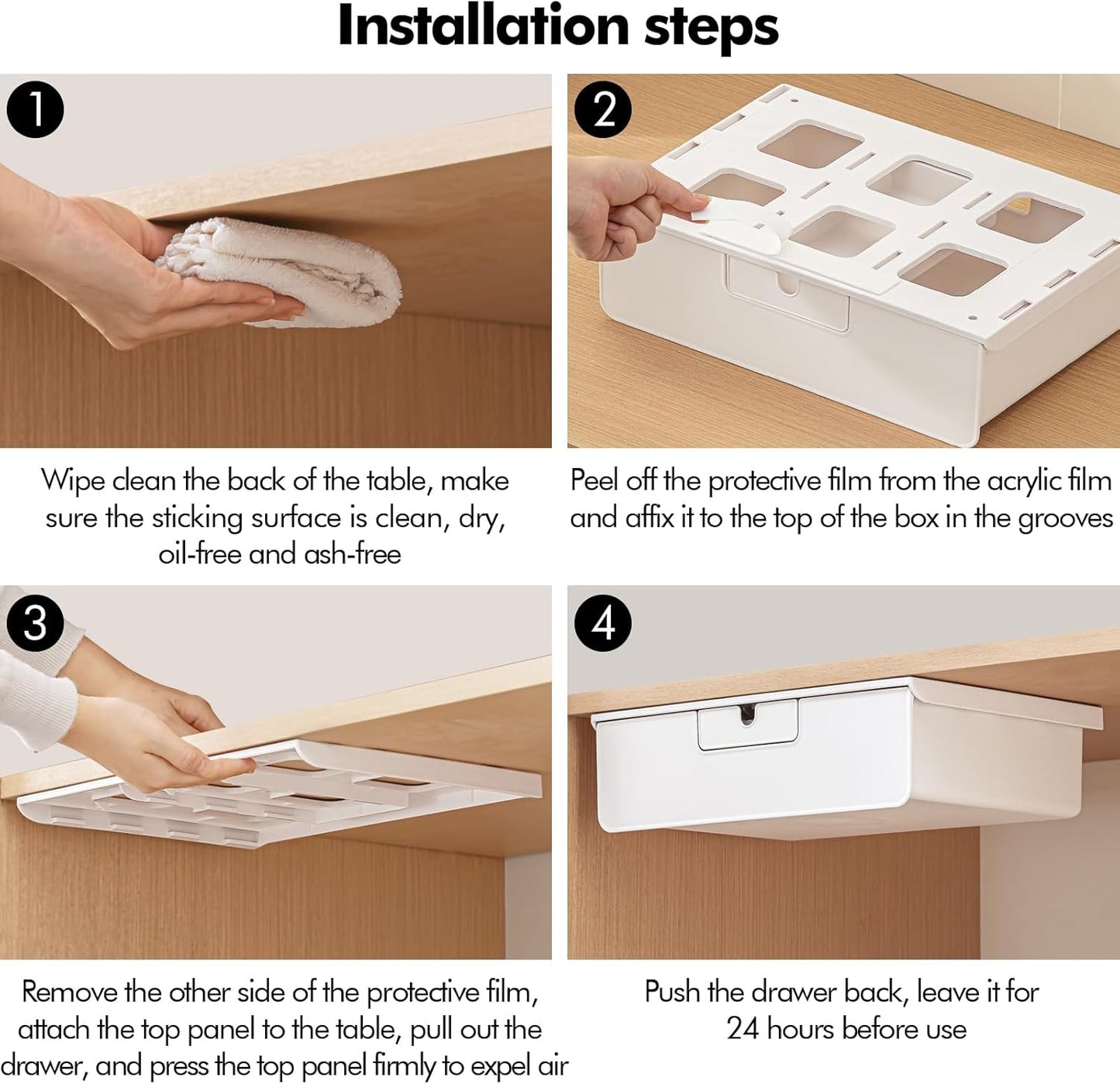 Poeland Under Desk Drawer Organizer, Under Table Slide Out Drawer with Small Drawer Compartment, Hidden Drawer Organizer for Office, Home