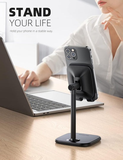 Lamicall Cell Phone Stand for Desk - Adjustable Mobile Phone Holder Dock for Table, Desktop, Office, Compatible with iPhone 13 12 11 X Xr Pro Max 8 7 6 Plus, Mini, More 4-10'' Cellphone and Tablets