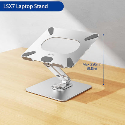 BESIGN LSX7 Laptop Stand with 360 Rotating Base, Ergonomic Adjustable Notebook Riser, Foldable Computer Holder Compatible with 10-15.6" Laptops (Black)