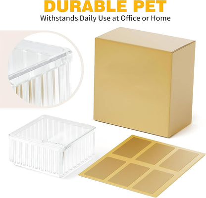 Clear Stackable Desk Organizer & Paper Clip Holder, 4 Pack - Small Desktop & Drawer Organizers for Paperclips, Binder Clips, Hair Ties, Jewelry, Pins, Multi-Purpose Storage for Office, Home & School