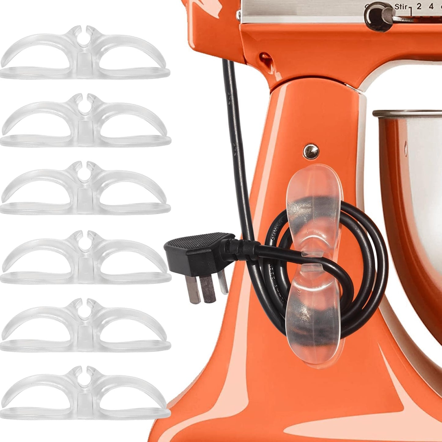 Cord Organizer for Kitchen Appliances - 3 PCS Stick On Cable Wrapper Holder Winder Keeper, Power Wire Management Wrap Hook Clip for Kitchenaid Mixer, Home Gadget Accessories