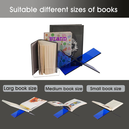 Large Clear Acrylic Book Stand - Perfect for Displaying Open Books on Your Coffee Table - Ideal for Bibles, Cook Book, Guest Books, Magazines, with a Lucite Paperweight(Marble Pattern)