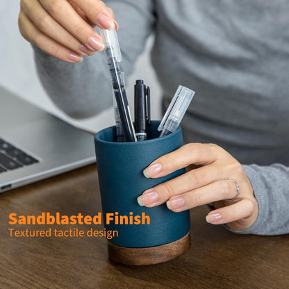 Pen Holder for Desk, Ceramic Pencil Organizer & Makeup Brush Holder, Office Decor and Desk Accessories，Perfect Office Organization,Teacher Supplies (White, Set / 1)