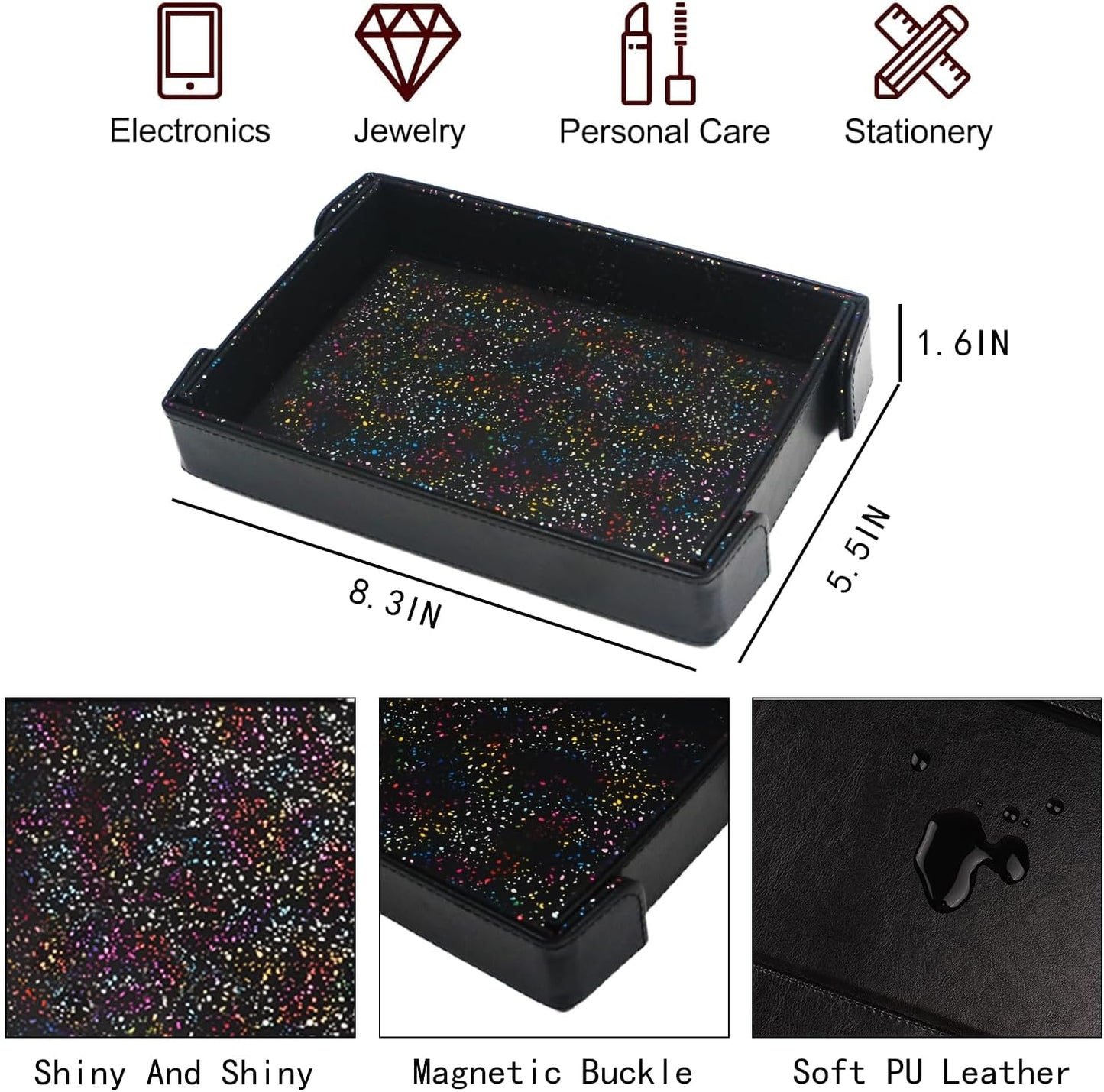 Valet Tray, Desktop Organizer and Catchall Tray for Keys, Wallet, Phone, Jewelry | Multi-Use Entryway Table, Desk & Nightstand Storage for Men & Women