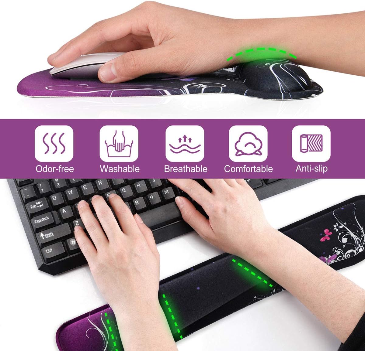 Keyboard Wrist Rest Pad Ergonomic Mouse Pad Set, ToLuLu Gel Mouse Pad Wrist Support for Computer Laptop, Mousepad Keyboard Wrist Support with Memory Foam for Easy Typing Pain Relief, Van Gogh Painting